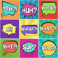 Big set of retro speech bubbles with questions Royalty Free Stock Photo