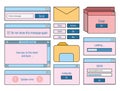 Big set of retro vaporwave desktop browser and dialog window templates.