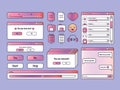 Big set of retro vaporwave desktop browser and dialog window templates. 80s 90s old computer user interface elements and Royalty Free Stock Photo