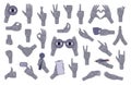 Big set Robot hands gestures. Robotic arm point, hold and handshake, Signs, expressions with pointing fingers, clenched Royalty Free Stock Photo