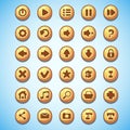 Big set of round buttons cartoon computer game Wild West Royalty Free Stock Photo