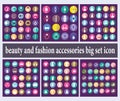 Big set of Shopping symbols of woman fashion clothes, jewelry, accessories