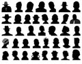 Big set of silhouettes of human faces