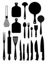 Big set of silhouettes of kitchenware. Kitchen vector icons. Ill