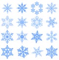 Big set Snowflake. Flake of snow Royalty Free Stock Photo