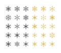 Big Set of Snowflakes Winter Christmas Xmas Design Vector Elements Royalty Free Stock Photo
