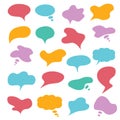 Big set speech bubble. Colorful thinking and speaking balloon on white background without text.