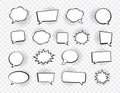 Big set of speech bubbles. Retro empty comic bubbles. Stickers. Vector illustration. Royalty Free Stock Photo