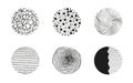 Big set of spot, curly, curve circle pattern set vector in doodle style. Spot, drops, lines elements. Trendy social Royalty Free Stock Photo