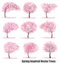 Big Set of Spring Inspired Vector Trees