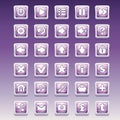 Big set of square buttons with different glamorous image for the user interface and web design