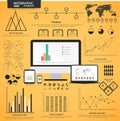 A big set of statistical infographic elements. Royalty Free Stock Photo