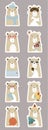 Big set of stickers with cute bears at different times of year and with different objects. Winter teddy bear in hat