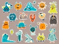 Big set of stikers with cute Monsters Royalty Free Stock Photo