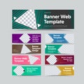 Big set of templates of horizontal color web banners with different geometric shapes for images