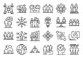 Big set of thin line icons related with human resources management isolated on white.