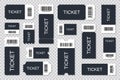 Big set of ticket templates. Concert ticket, coupon. Vector illustration