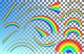 Big set translucent rainbows on transparent Royalty Free Stock Photo