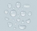 Big set of transparent drops of water Royalty Free Stock Photo