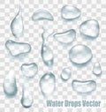 Big set of transparent drops of water. Vector Royalty Free Stock Photo