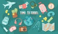 Big Set of travel items Ã¢â¬â passport, tickets, airplane, map, globe etc. Trendy vector illustration, for web and print