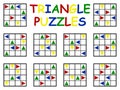 Big set with triangle puzzles for children vector illustration