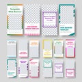 Big  set of universal vertical vector white web banners with photo frames and color elements Royalty Free Stock Photo