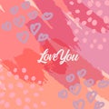 Valentine day greeting cards with hand written greeting lettering and textured brush strokes on background Royalty Free Stock Photo