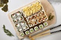 Big Set of Various Maki Sushi or Norimaki Rolles Royalty Free Stock Photo