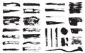 Big Set of Vector Black Pen Ink Brush Strokes. Royalty Free Stock Photo