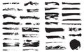 Big Set of Vector Black Pen Ink Brush Strokes. Royalty Free Stock Photo