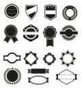 Big set of vector black silhouette frames or shapes for logo badges.