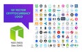 Big set of vector colorful cryptocurrency logo