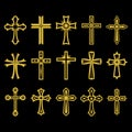 Big set of vector cross, collection of design elements for creating logos. Christian symbols. Royalty Free Stock Photo