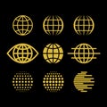 Big set of vector globes, collection of design elements for creating logos.