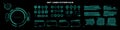 Big set of vector HUD elements. Futuristic dialogue frames with text, callouts, circles and titles for modern video game screens.