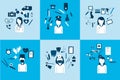 Big set of vector icons of avatars different doctors.