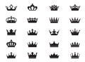 Set of vector king crowns icon on white background. EPS outline Illustration Royalty Free Stock Photo