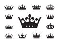 Set of vector king crowns icon on white background. EPS outline Illustration Royalty Free Stock Photo