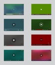 Big Set of Video Player Window with Menu and Buttons Panel in Vector. Royalty Free Stock Photo