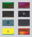 Big Set of Video Player Window with Menu and Buttons Panel in Vector. Royalty Free Stock Photo