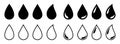 Big set of water drop icons. Black and blue water drop. Vector illustration Royalty Free Stock Photo