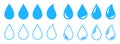 Big set of water drop icons. Black and blue water drop. Vector illustration Royalty Free Stock Photo