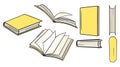 Big set of yellow books hand drawn from different angles