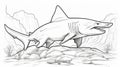 Realistic Shark Coloring Page With Desert Background