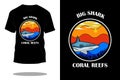 Big shark coral reefs retro t shirt design
