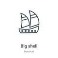 Big shell outline vector icon. Thin line black big shell icon, flat vector simple element illustration from editable nautical Royalty Free Stock Photo