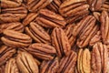 Big shelled pecan nuts background