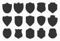 Big shields collection. Black silhouette shield shape, black label. Vintage or retro shields set. Royalty Free Stock Photo