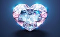 Big shiny diamond glitter heart isolated on blue background, Y2K and 90s style Royalty Free Stock Photo